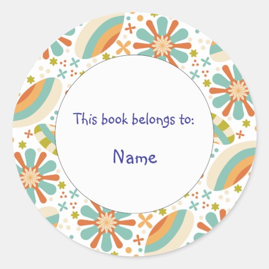 cute en kleurrijke abstracte bloemendesign ronde sticker (Voorkant)