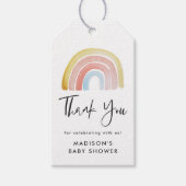 Cute en Kleurrijke Aquarel Regenboog Baby Shower Cadeaulabel (Voorkant)
