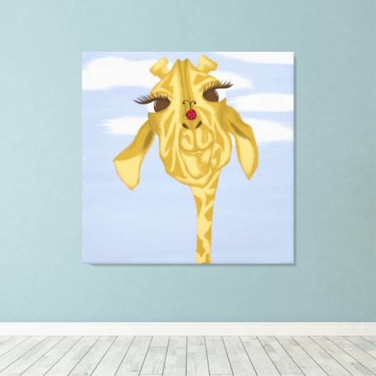 Cute en kleurrijke Giraffe Canvas Afdruk (Insitu (Houten vloer))