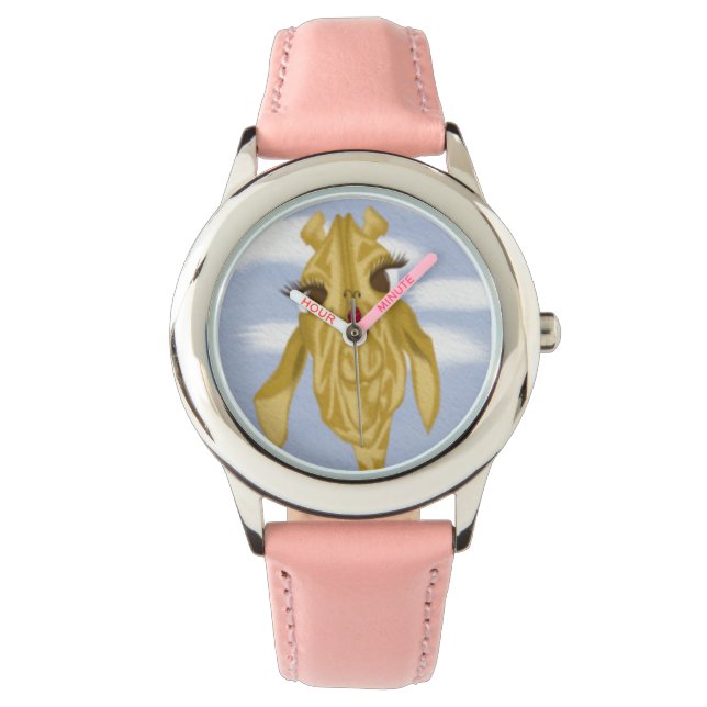 Cute en kleurrijke Giraffe Horloge (Voorkant)