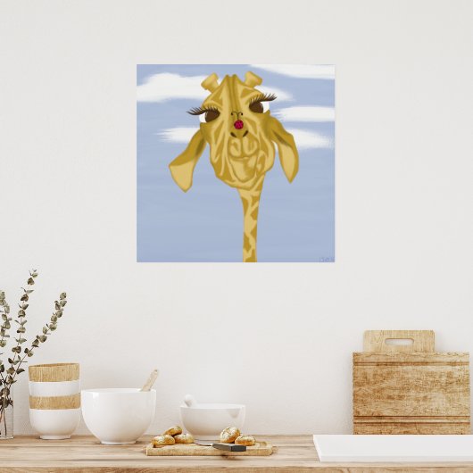 Cute en kleurrijke Giraffe Poster (Keuken)