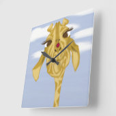 Cute en kleurrijke Giraffe Vierkante Klok (Hoek)