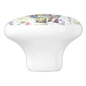 Cute en kleurrijke kat Floral Keramische Knop (Zijkant)