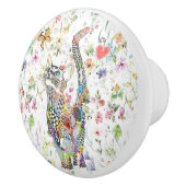 Cute en kleurrijke kat Floral Keramische Knop (Rechts)