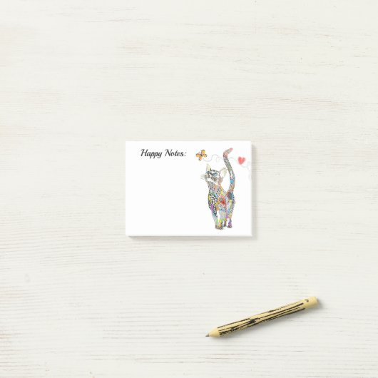 Cute en kleurrijke kat post-it® notes (Op bureau)