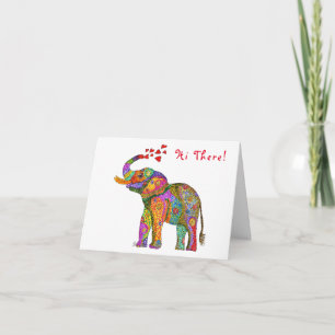 Cute en Kleurrijke Olifant Wenskaart Kaart