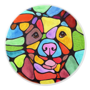 Cute en Kleurrijke Pitbull Deurkruk Keramische Knop