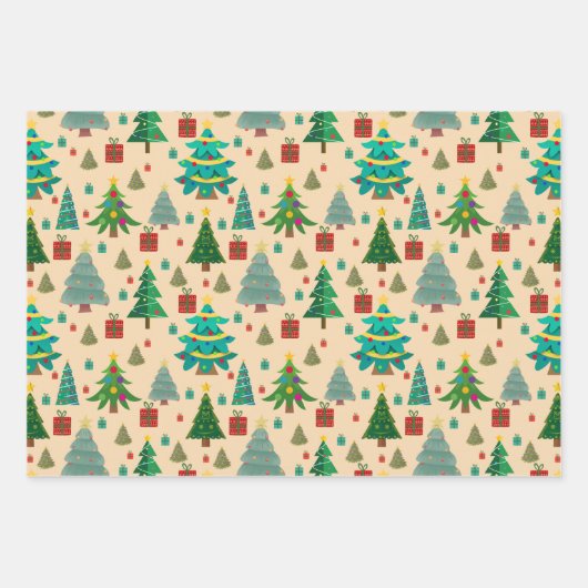 Cute en leuke kerstpatronen inpakpapier vel (Voorkant 2)