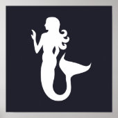 Cute en leuke silhouette van een MERMAID | Poster (Voorkant)