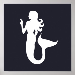 Cute en leuke silhouette van een MERMAID   Poster