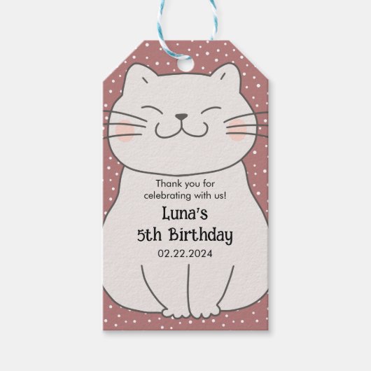 Cute en Moderne Kitten Verjaardag Cadeaulabel (Voorkant)