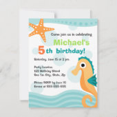 Cute en pret zeepaardje onder de zee verjaardag kaart (Voorkant)