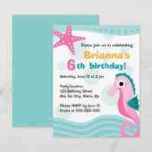 Cute en pret zeepaardje onder de zee verjaardag kaart (Voorkant / Achterkant)