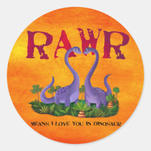 Cute en Romantic Dinos - Rawr Ronde Sticker