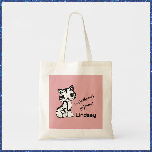 Cute en roze cat's pyjama's tote bag