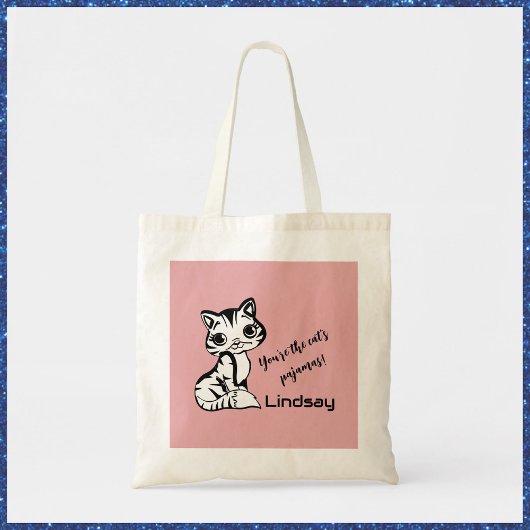 Cute en roze cat's pyjama's tote bag