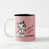 Cute en roze cat's pyjama's tweekleurige koffiemok (Links)