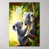 Cute en schattig Koala en kind | AI Art Poster (Voorkant)