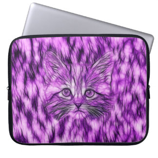 Cute en Schattig Paars Kitten Laptop Sleeve