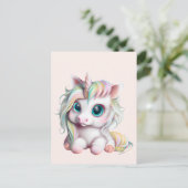 Cute en Schattige Baby Unicorn Briefkaart (Staand voorkant)