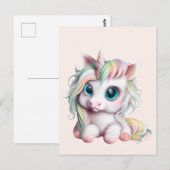 Cute en Schattige Baby Unicorn Briefkaart (Voorkant / Achterkant)
