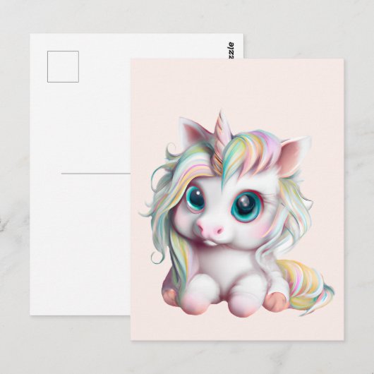 Cute en Schattige Baby Unicorn Briefkaart (Voorkant / Achterkant)