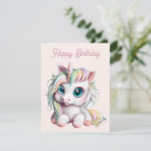 Cute en Schattige Baby Unicorn Feestdagenkaart (Staand voorkant)