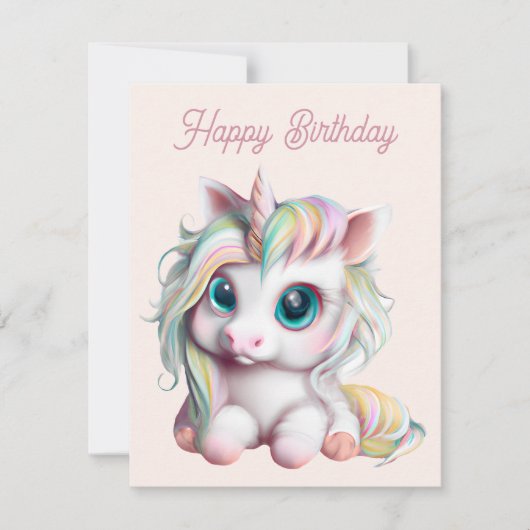 Cute en Schattige Baby Unicorn Feestdagenkaart (Voorkant)