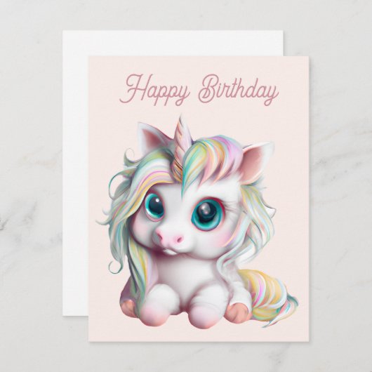 Cute en Schattige Baby Unicorn Feestdagenkaart (Voorkant / Achterkant)