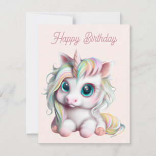 Cute en Schattige Baby Unicorn Feestdagenkaart