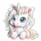 Cute en Schattige Baby Unicorn Sticker (Voorkant)