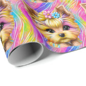 Cute en Schattige Baby Yorkie Cadeaupapier (Rol Hoek)