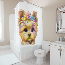 Cute en Schattige Baby Yorkie Douchegordijn
