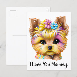 Cute en Schattige Baby Yorkie Feestdagenkaart