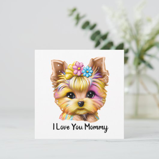 Cute en Schattige Baby Yorkie Feestdagenkaart (Staand voorkant)