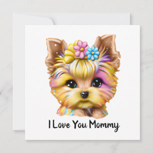 Cute en Schattige Baby Yorkie Feestdagenkaart