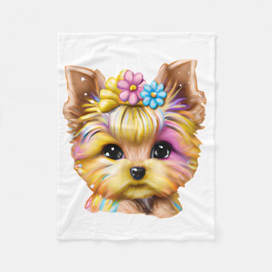 Cute en Schattige Baby Yorkie Fleece Deken (Voorkant)