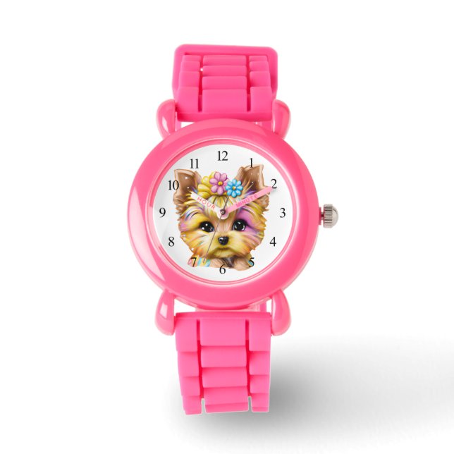 Cute en Schattige Baby Yorkie Horloge (Voorkant)