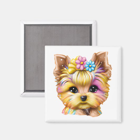 Cute en Schattige Baby Yorkie Magneet (Voorkant / Achterkant)