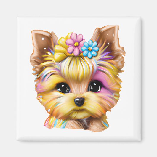 Cute en Schattige Baby Yorkie Magneet (Voorkant)