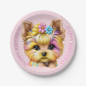 Cute en Schattige Baby Yorkie Papieren Bordje (Voorkant)