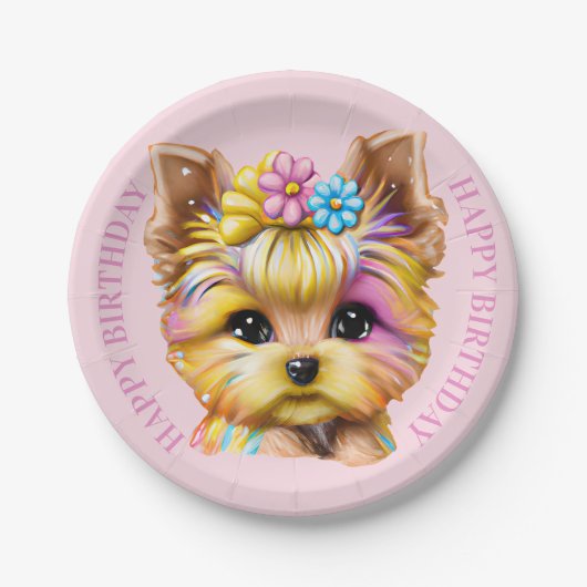 Cute en Schattige Baby Yorkie Papieren Bordje (Voorkant)