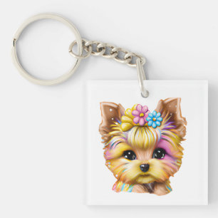 Cute en Schattige Baby Yorkie Sleutelhanger