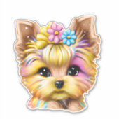 Cute en Schattige Baby Yorkie Sticker (Voorkant)