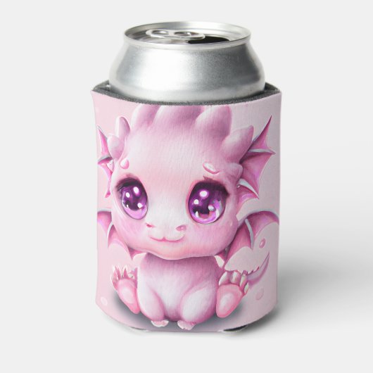 Cute en Schattige Fantasy Pink Baby Chibi Blikjeskoeler (Blikje Achterkant)