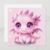 Cute en Schattige Fantasy Pink Baby Chibi Feestdagenkaart (Voorkant / Achterkant)