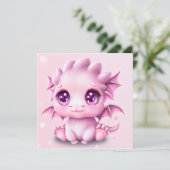 Cute en Schattige Fantasy Pink Baby Chibi Feestdagenkaart (Staand voorkant)
