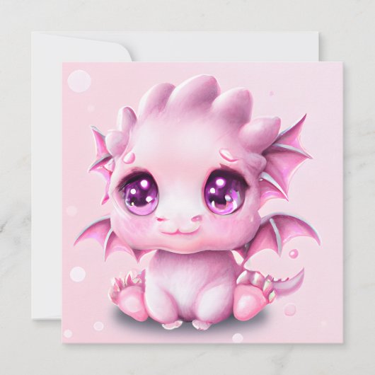 Cute en Schattige Fantasy Pink Baby Chibi Feestdagenkaart (Voorkant)