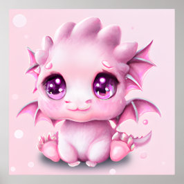 Cute en Schattige Fantasy Pink Baby Chibi Poster