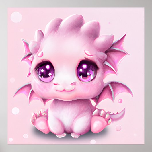 Cute en Schattige Fantasy Pink Baby Chibi Poster (Voorkant)